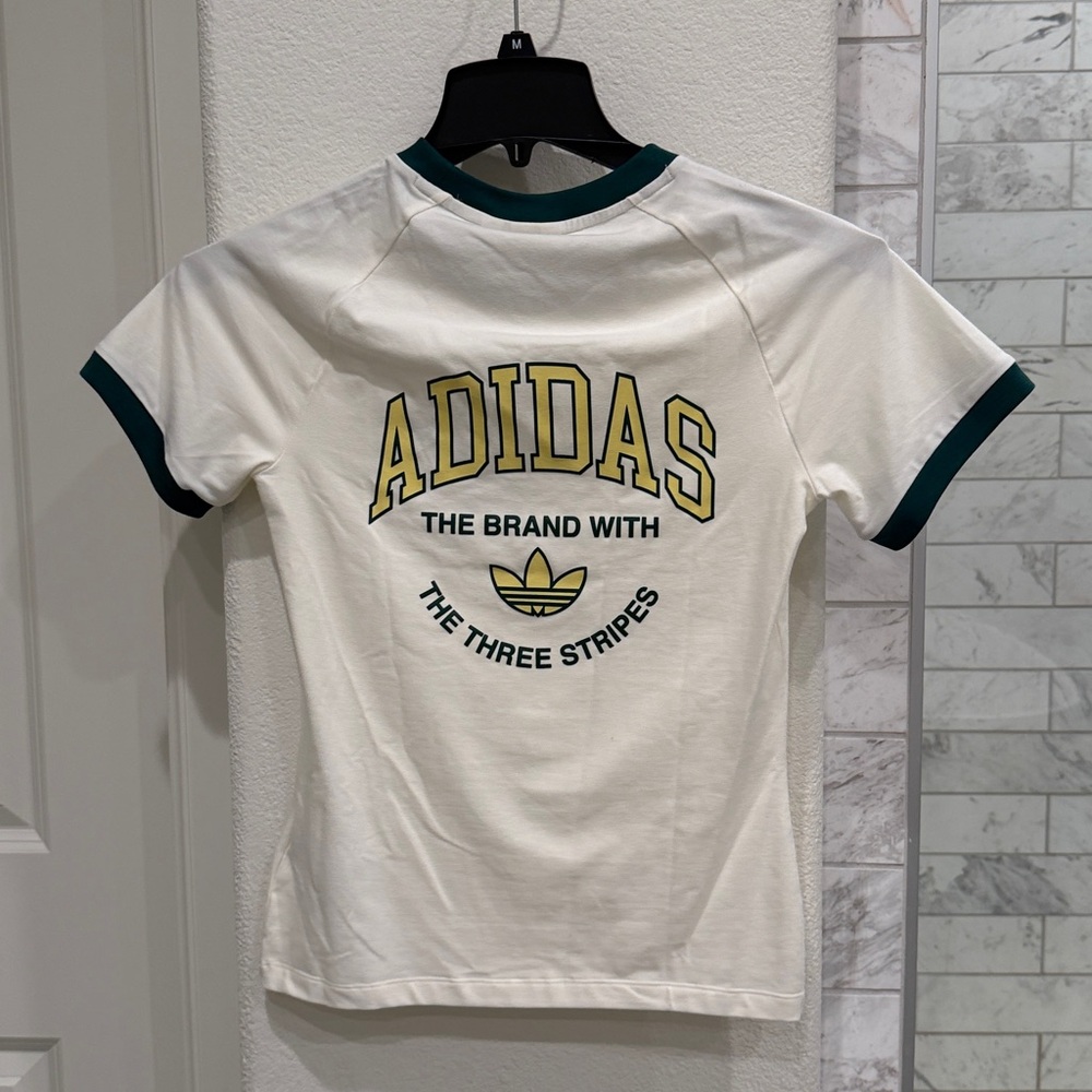 Adidas Cream and Green Tee - Picture 3 of 3